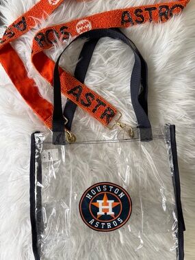 Houston Astros Clear Crossbody Tote with Orange Strap
